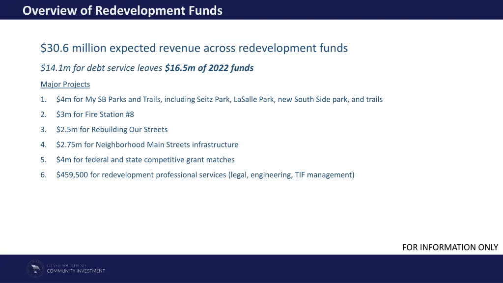 city of south bend in overview of redevelopment