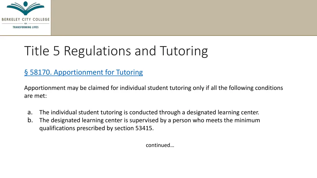 title 5 regulations and tutoring 1