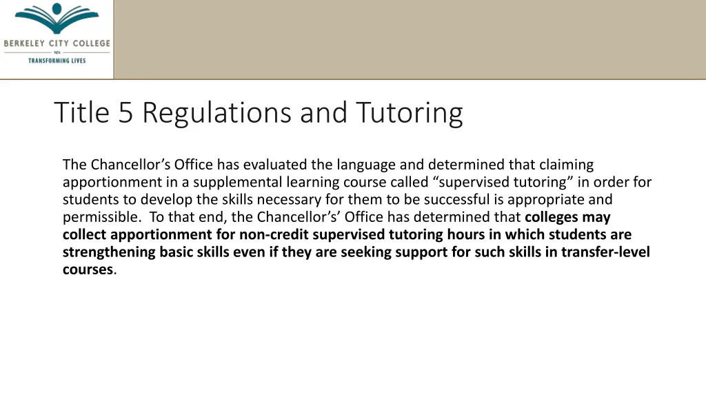 title 5 regulations and tutoring 6