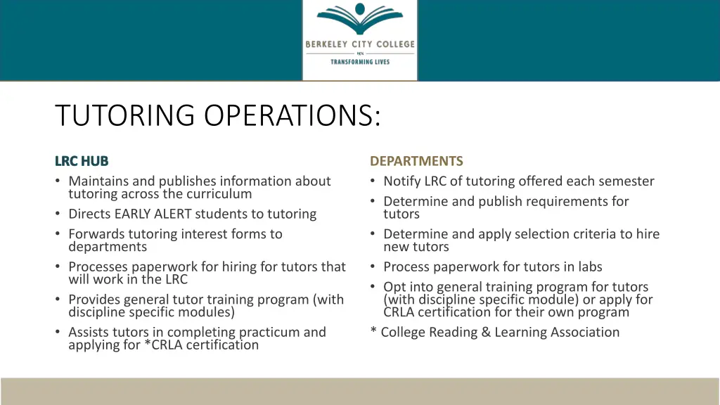 tutoring operations