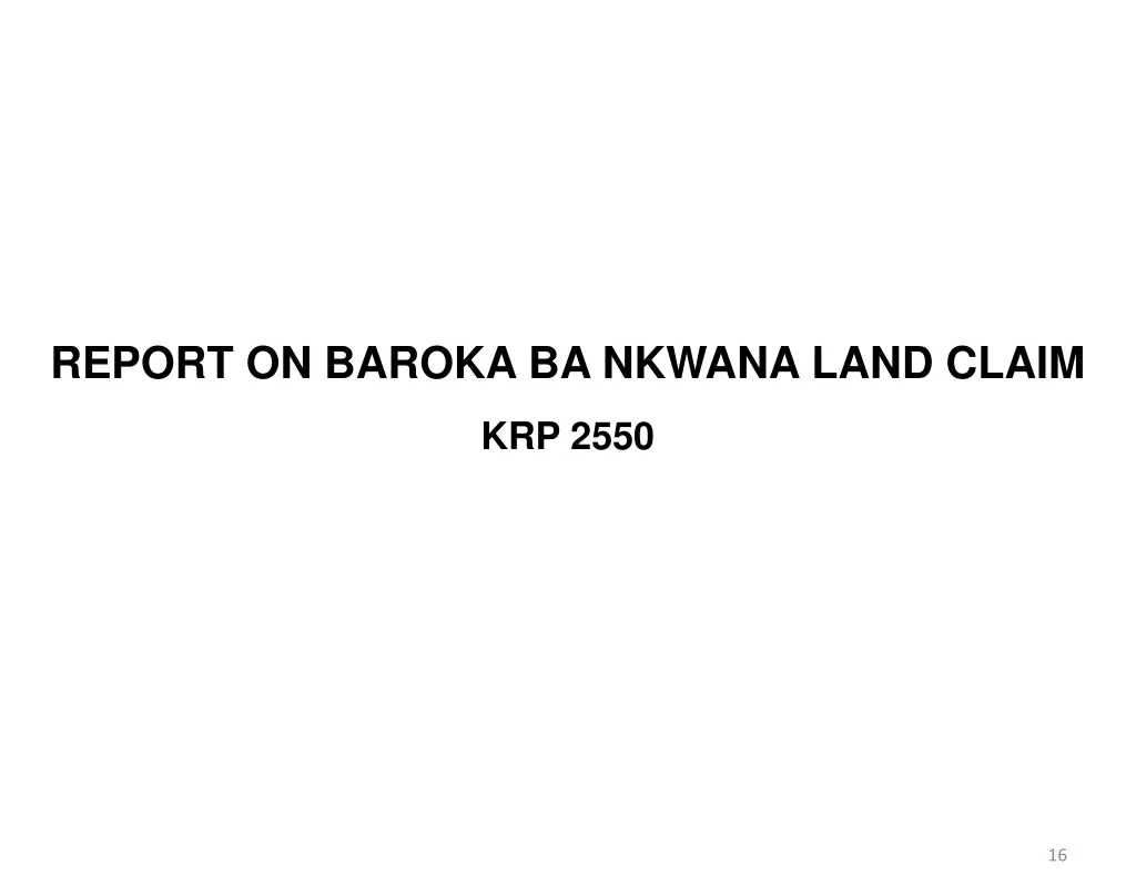 report on baroka ba nkwana land claim