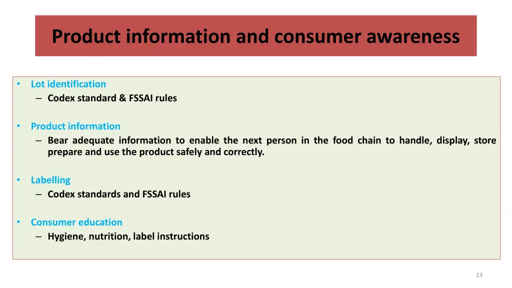 product information and consumer awareness