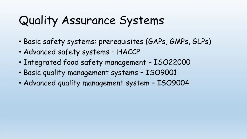 quality assurance systems