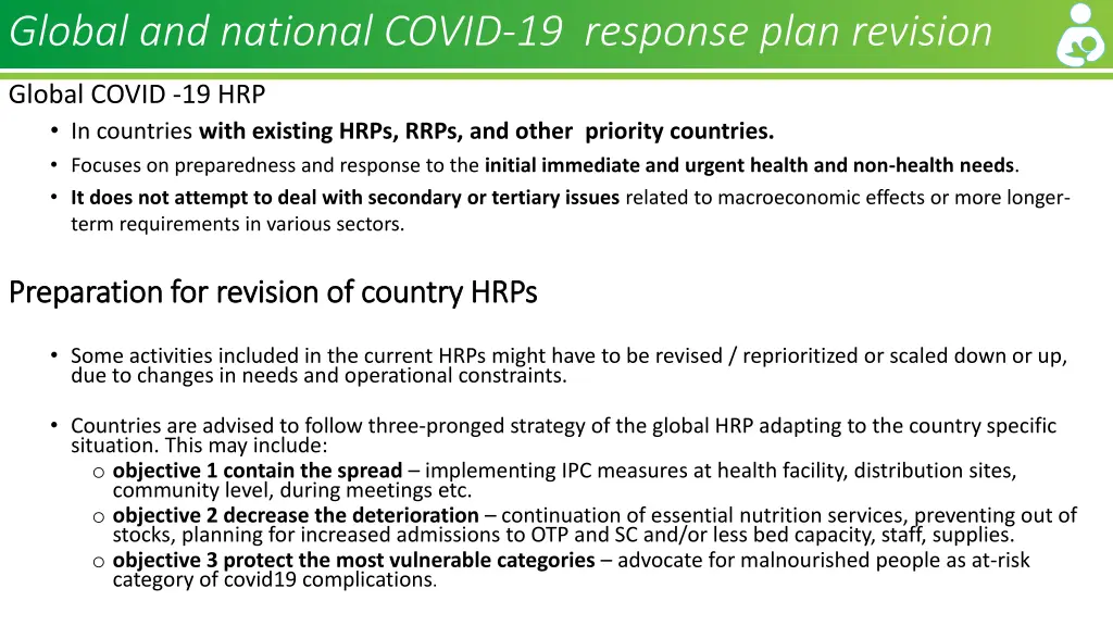 global and national covid 19 response plan