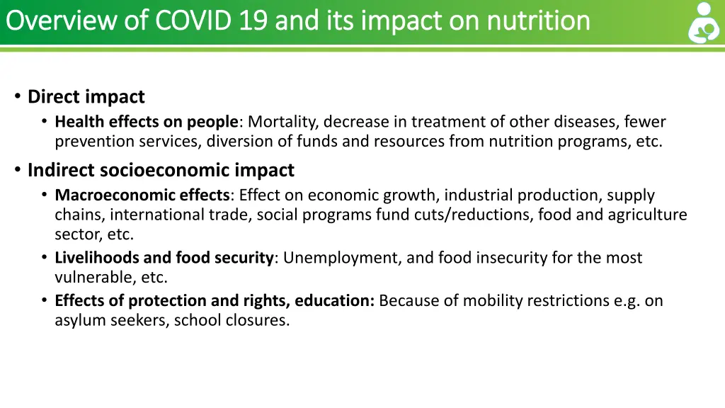 overview of covid 19 and its impact on nutrition