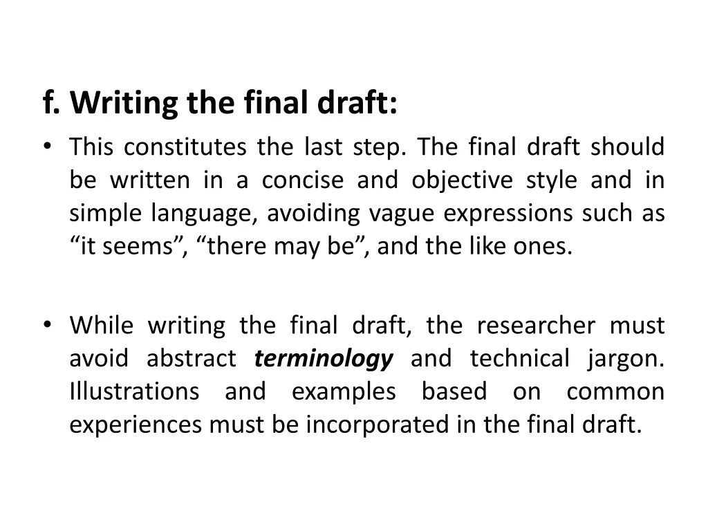 f writing the final draft this constitutes