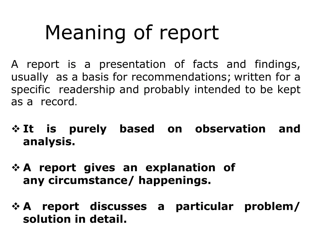 meaning of report