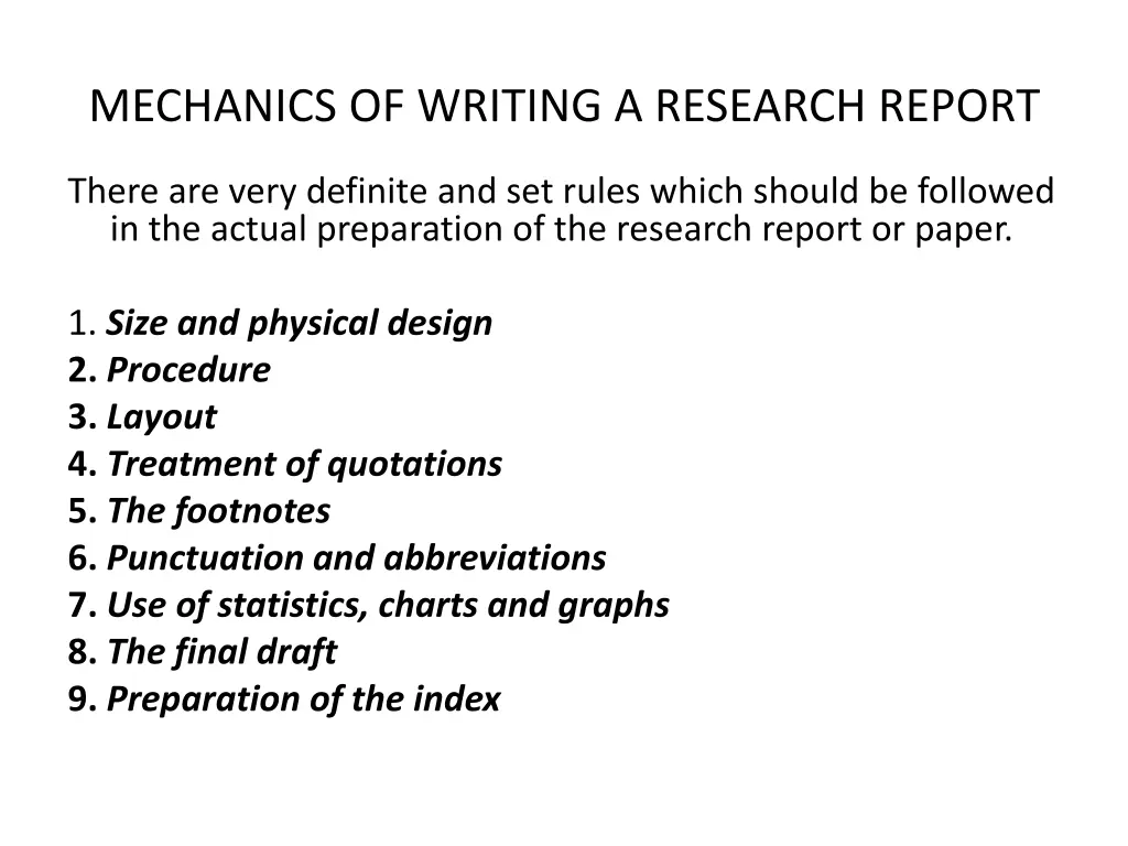 mechanics of writing a research report