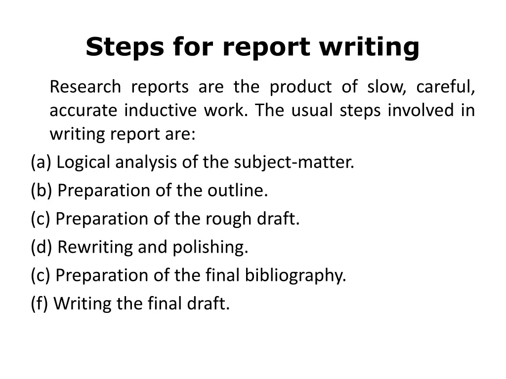 steps for report writing