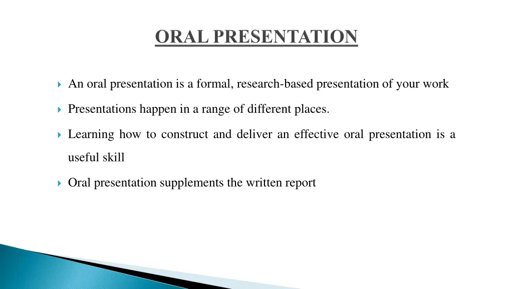 an oral presentation is a formal research based