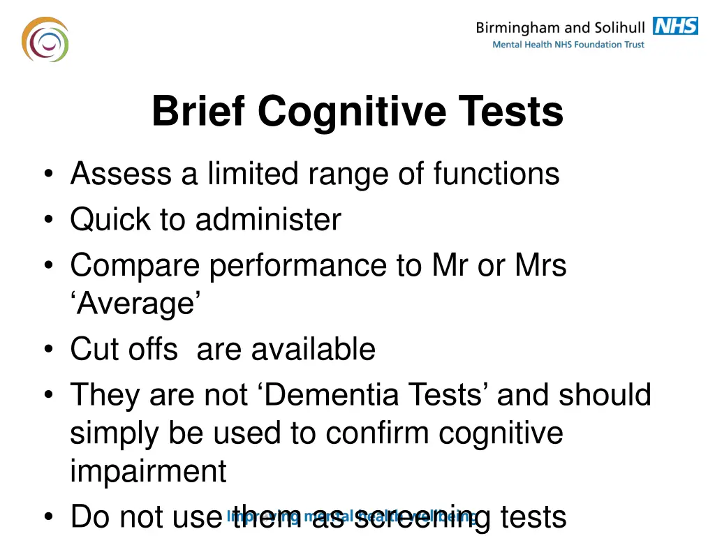 brief cognitive tests