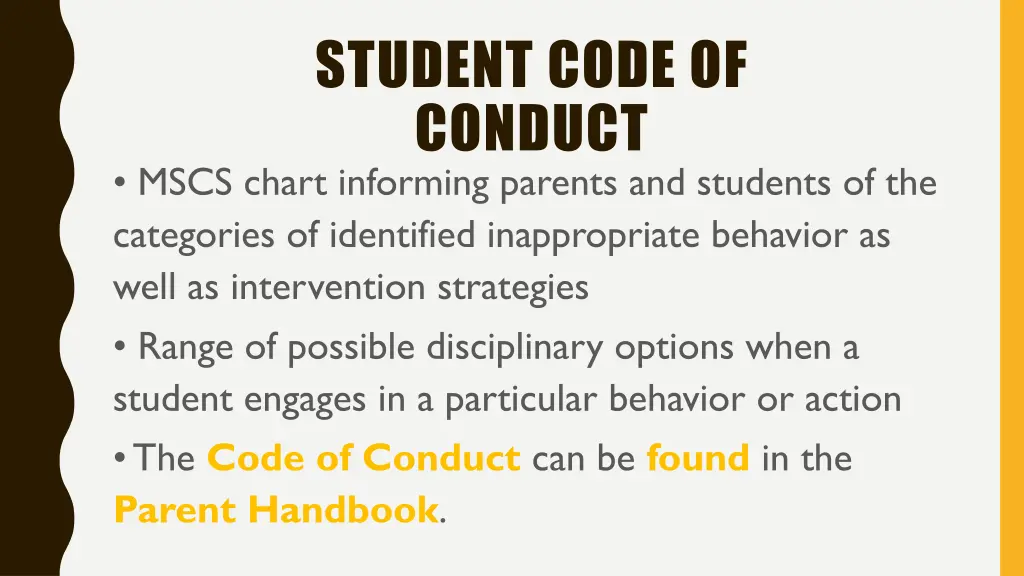 student code of conduct mscs chart informing