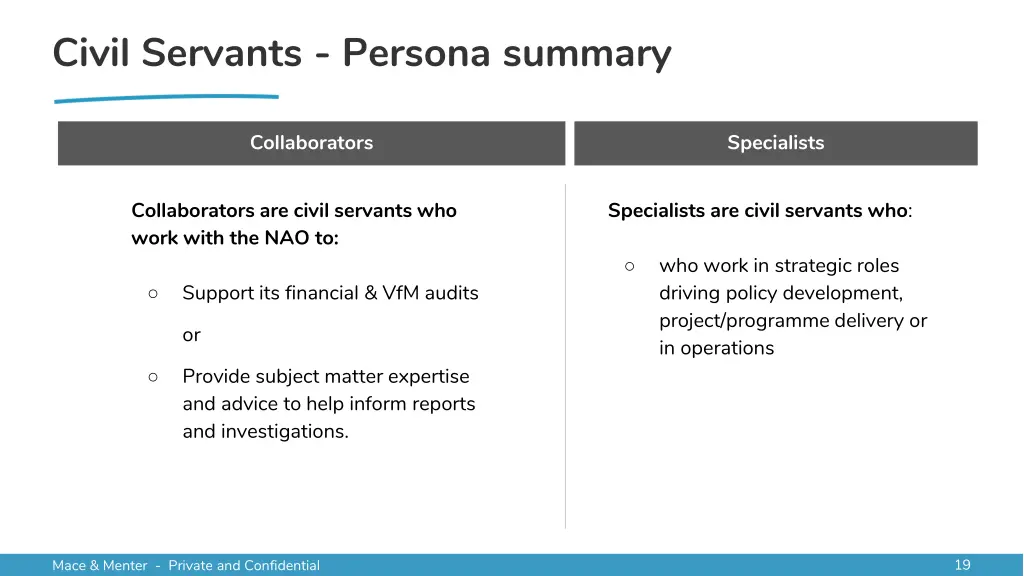 civil servants persona summary