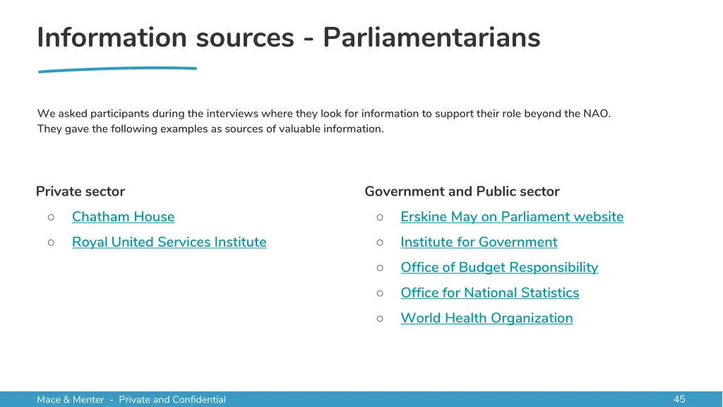 information sources parliamentarians