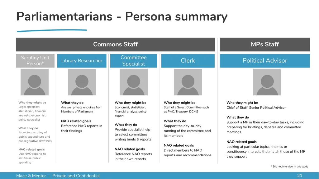 parliamentarians persona summary