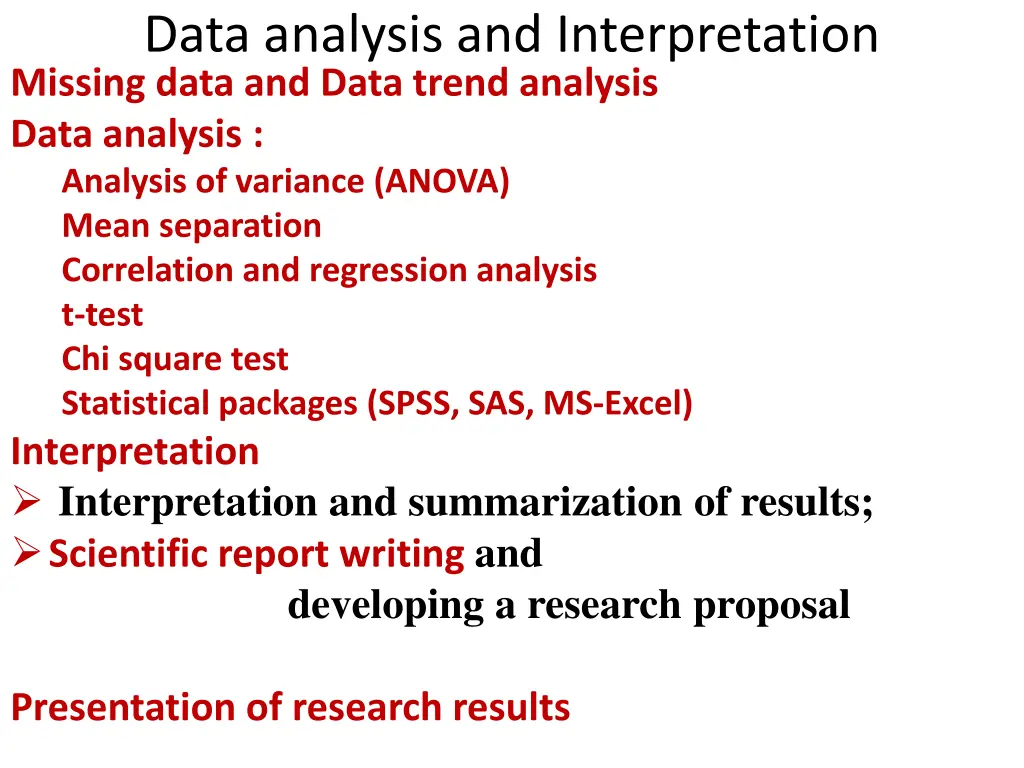 data analysis and interpretation missing data