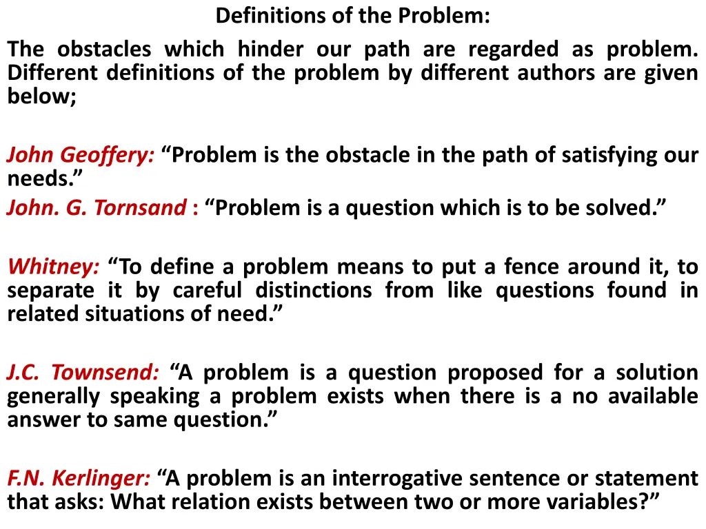 definitions of the problem