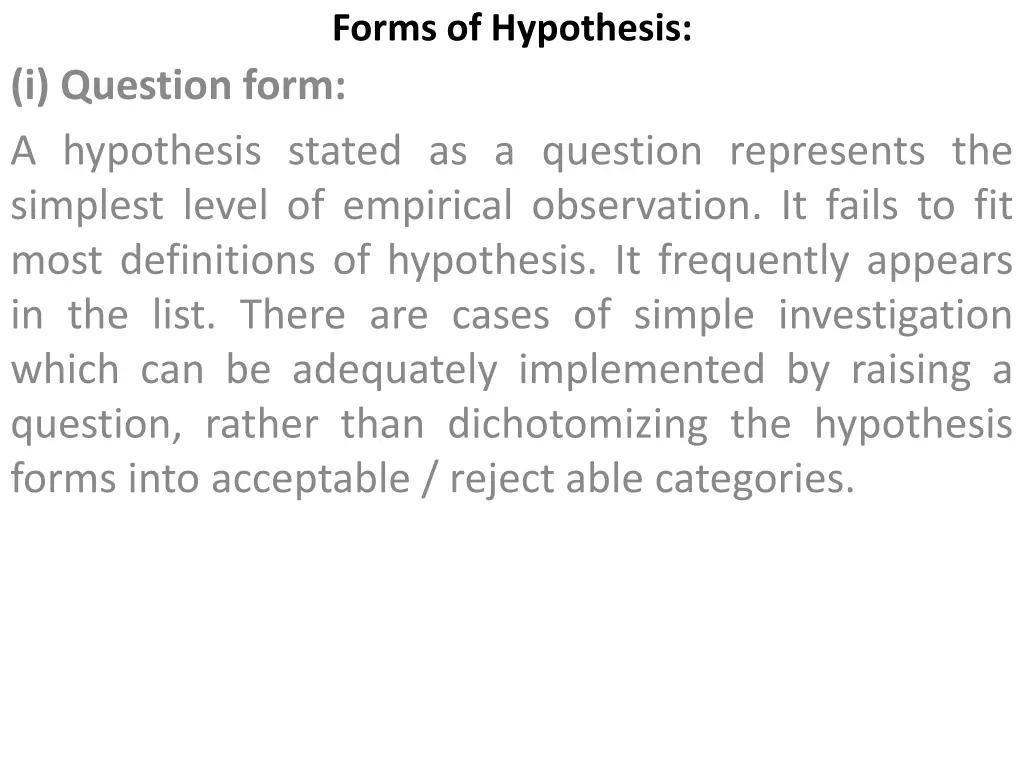 forms of hypothesis