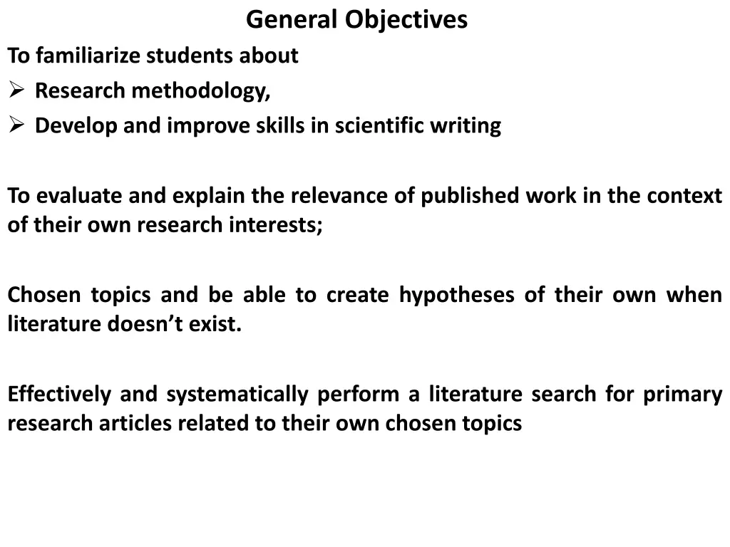 general objectives