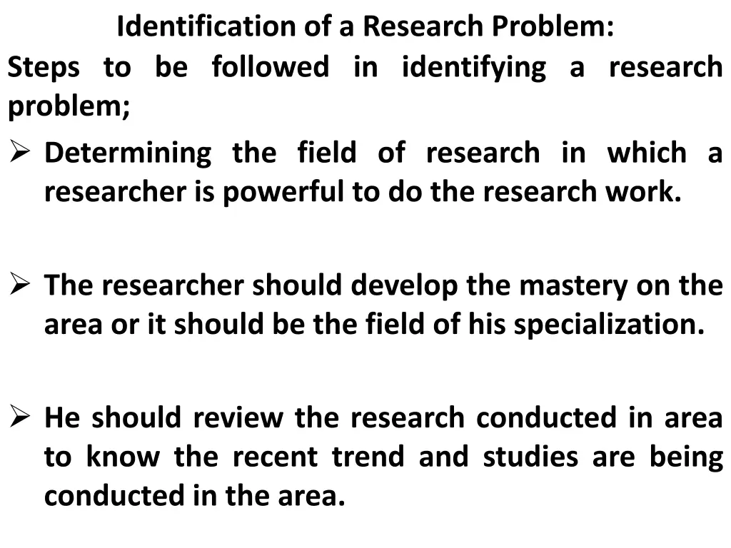 identification of a research problem steps