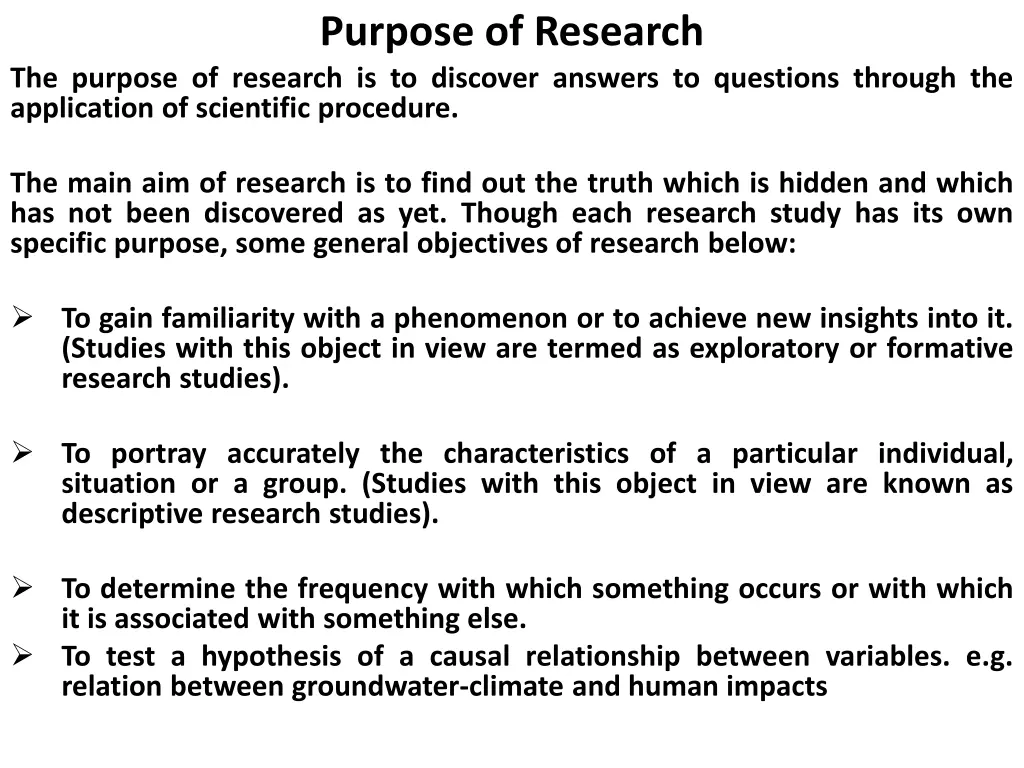 purpose of research