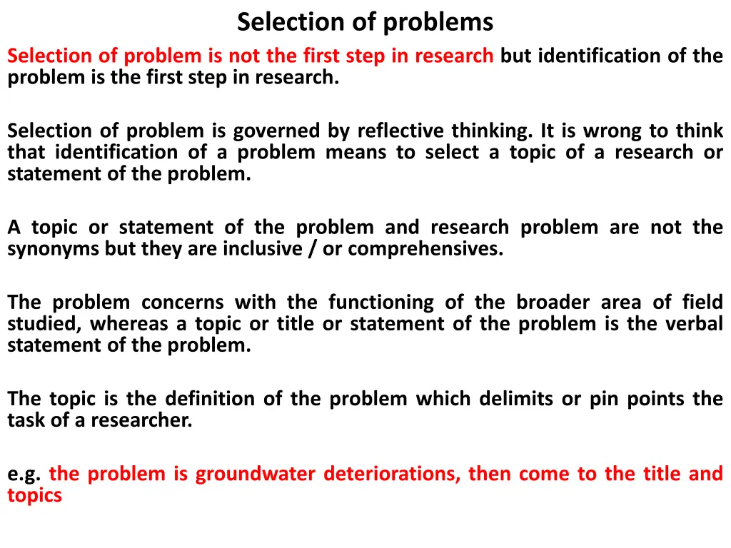 selection of problems