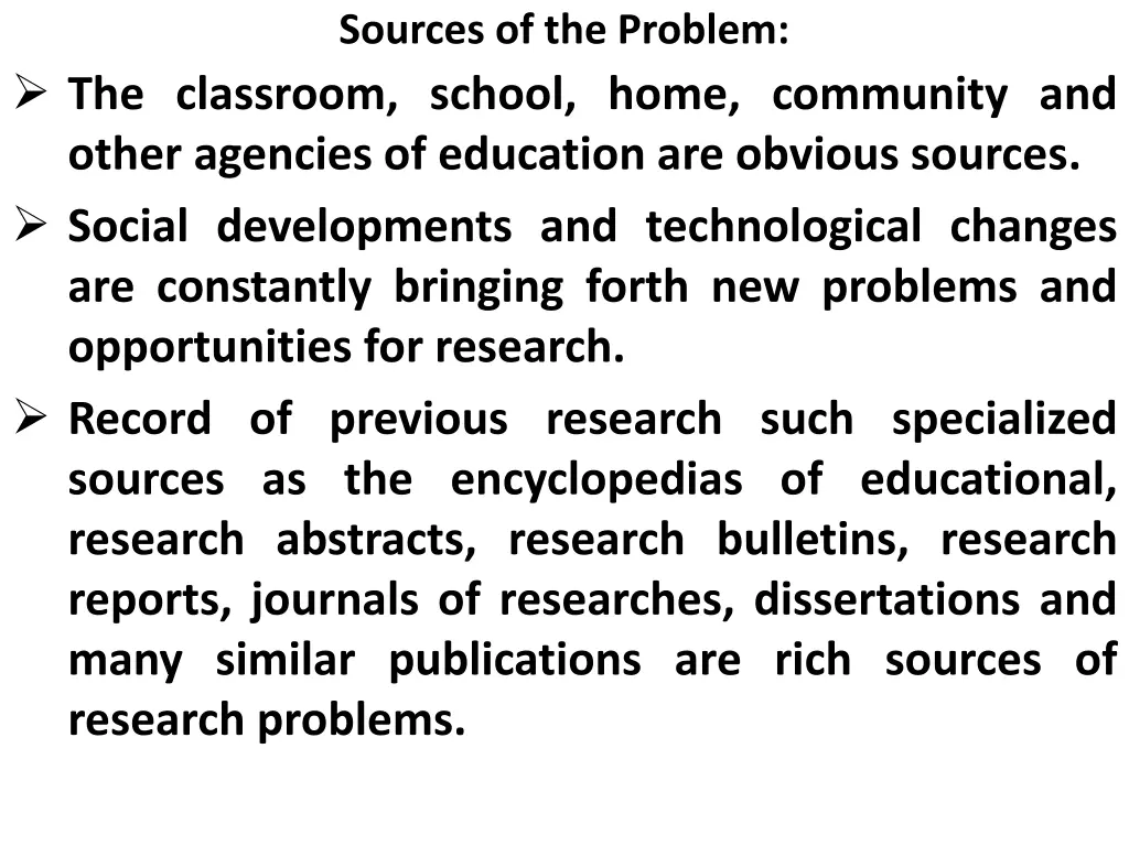 sources of the problem