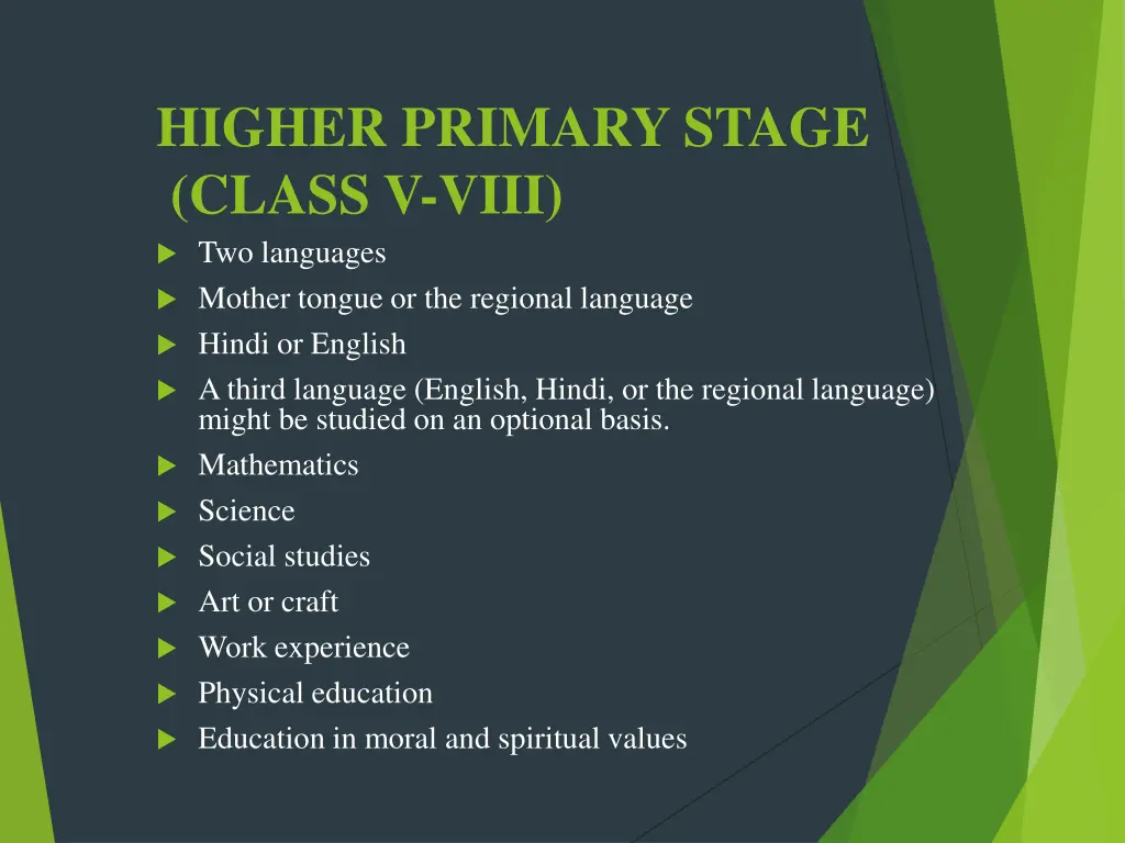 higher primary stage class v viii two languages