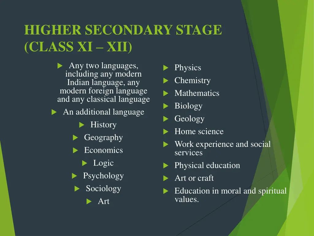 higher secondary stage class xi xii