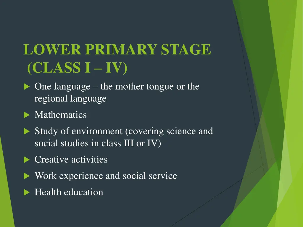 lower primary stage class i iv