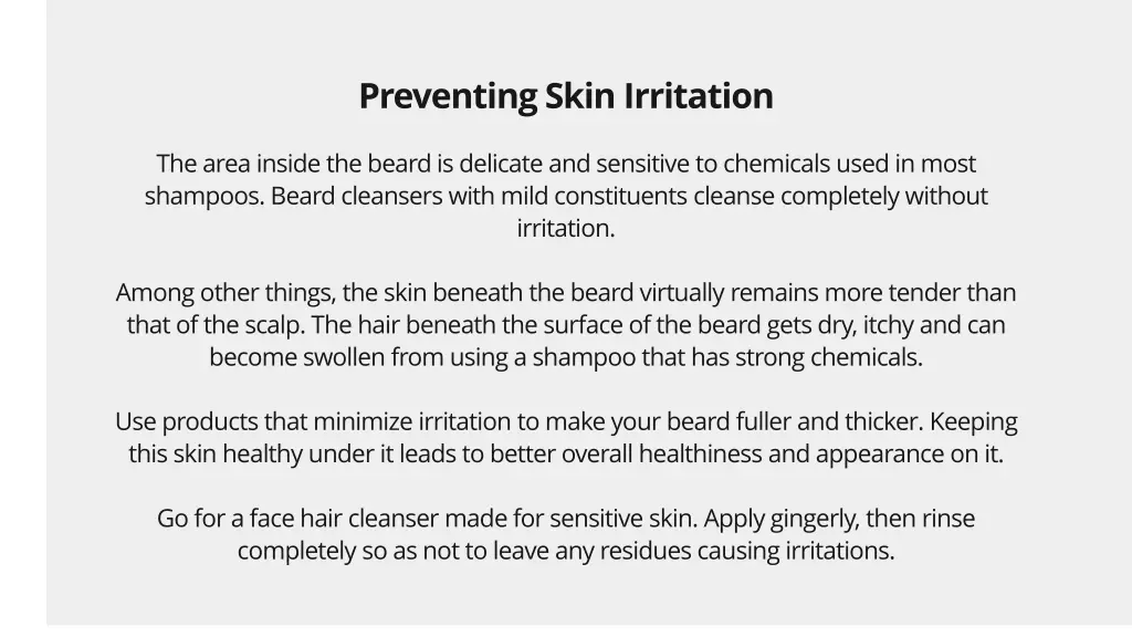 preventing skin irritation