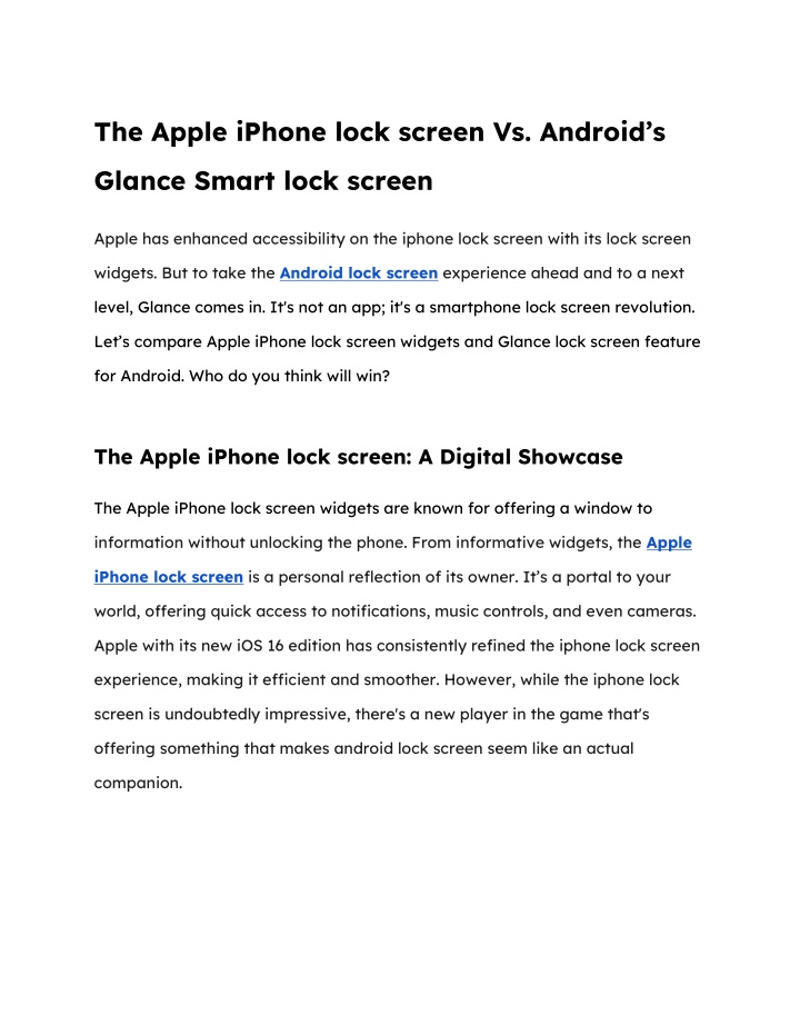 the apple iphone lock screen vs android s