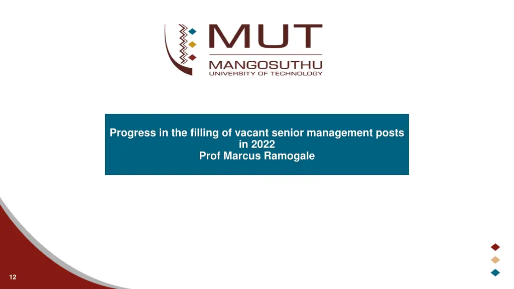 progress in the filling of vacant senior