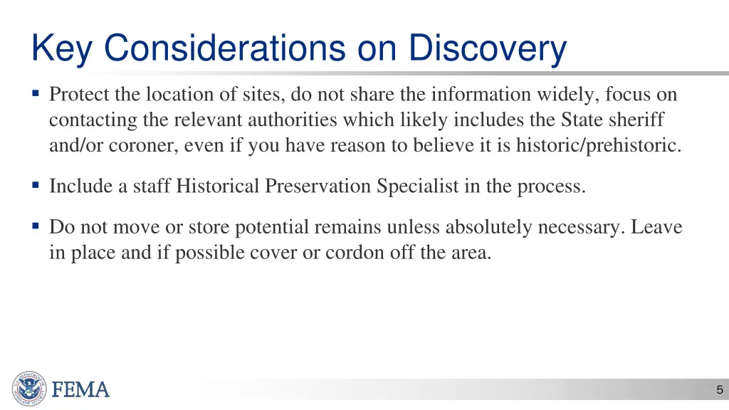 key considerations on discovery