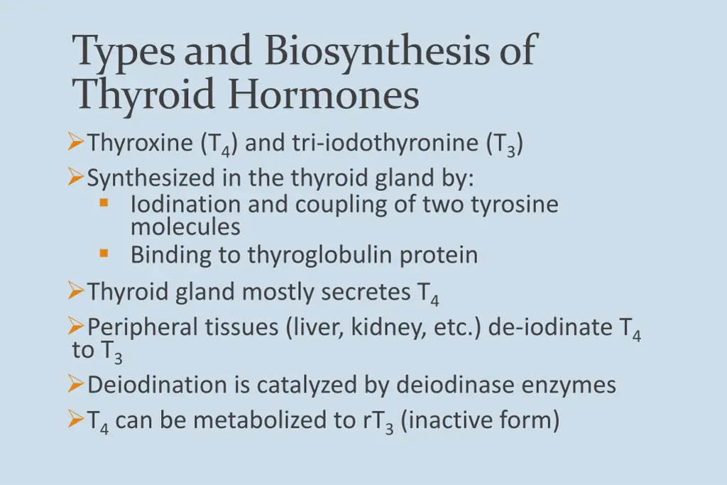 types and biosynthesis of thyroid hormones