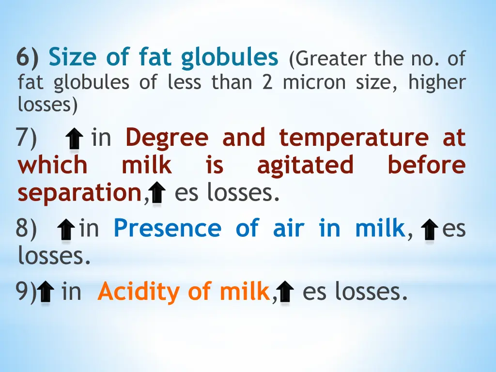 6 size of fat globules greater