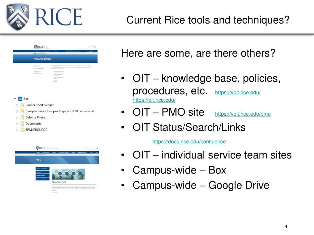 current rice tools and techniques