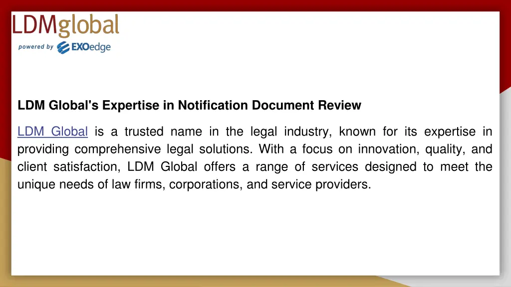 ldm global s expertise in notification document