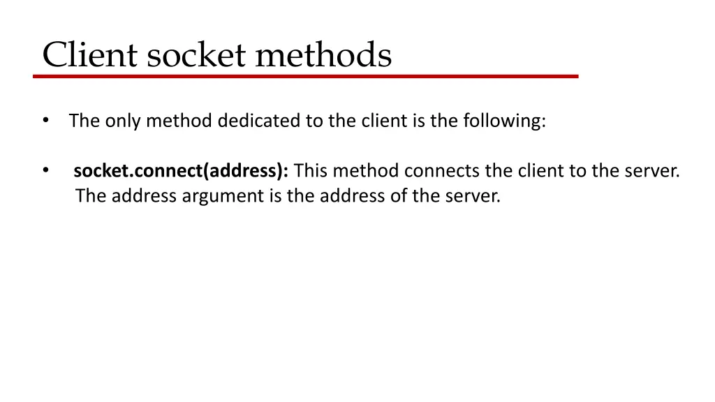 client socket methods