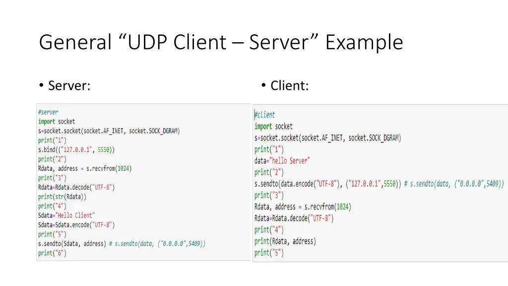 general udp client server example