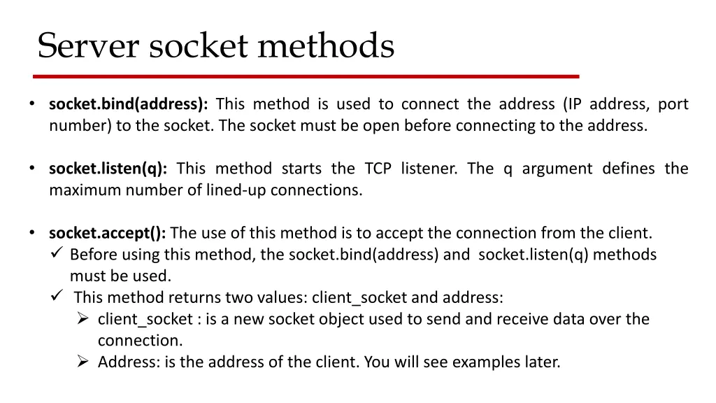 server socket methods