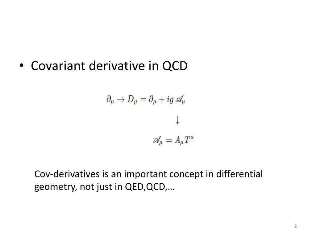 covariant derivative in qcd