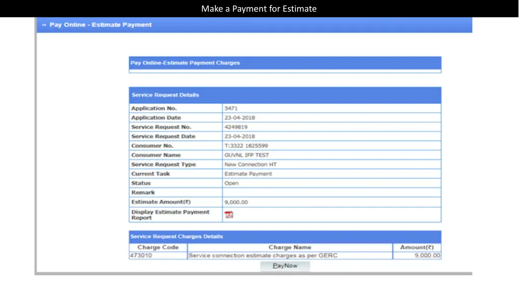 make a payment for estimate 1