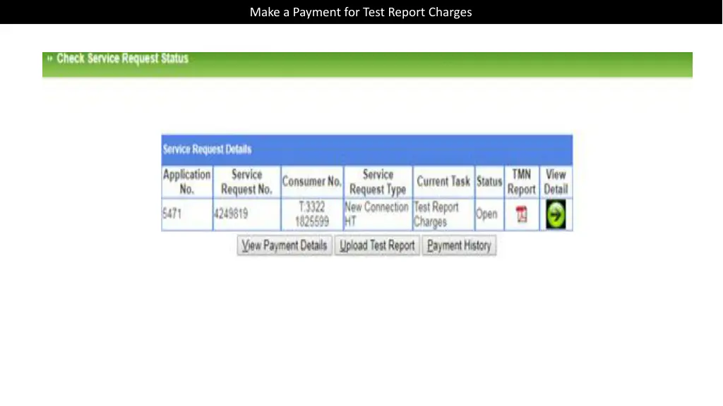 make a payment for test report charges