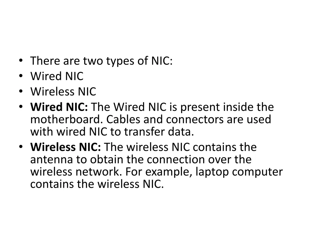 there are two types of nic wired nic wireless