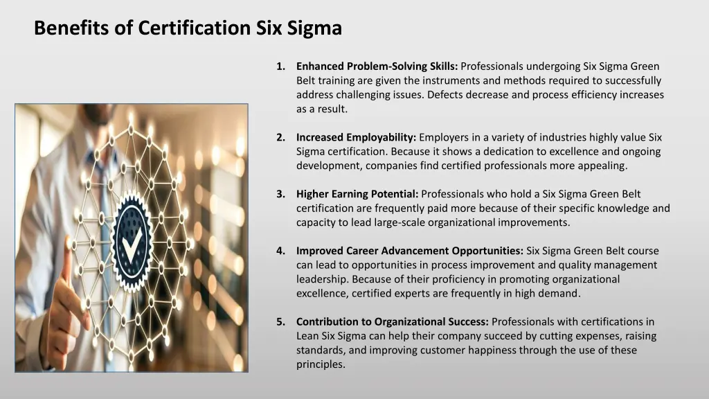 benefits of certification six sigma