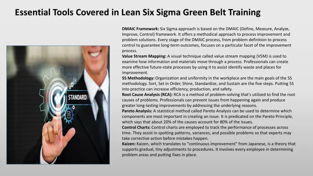 essential tools covered in lean six sigma green