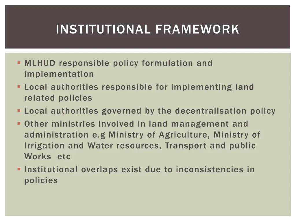 institutional framework