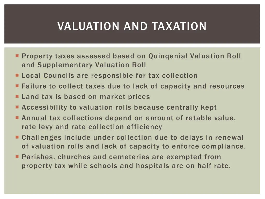 valuation and taxation