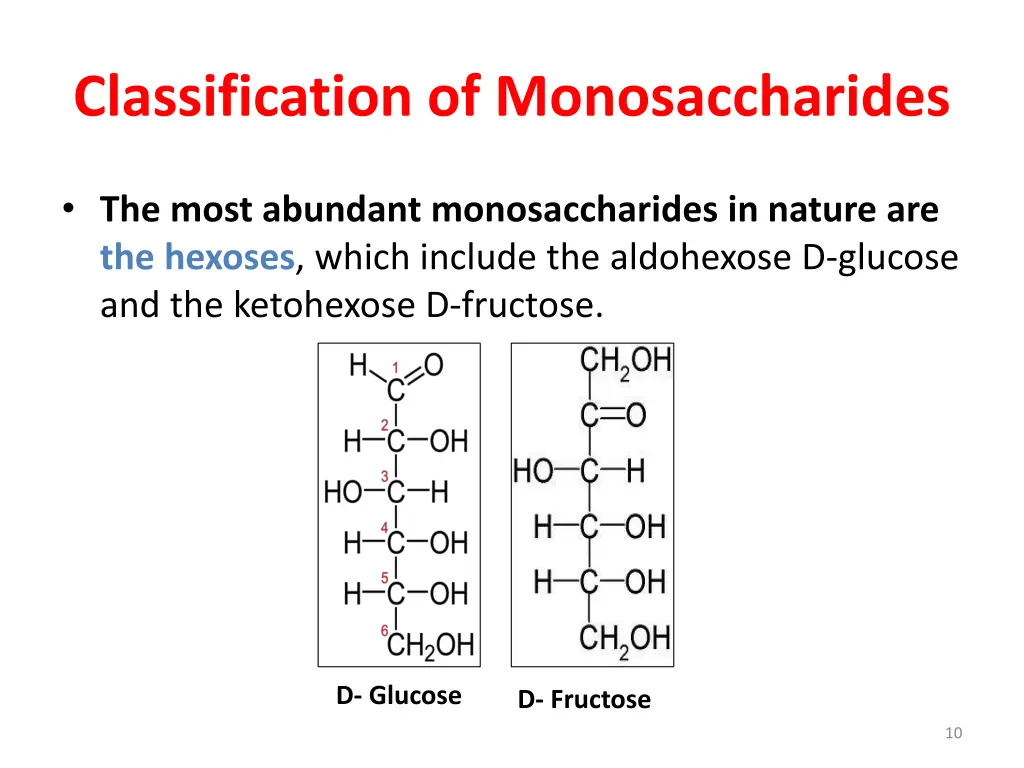 classification of monosaccharides